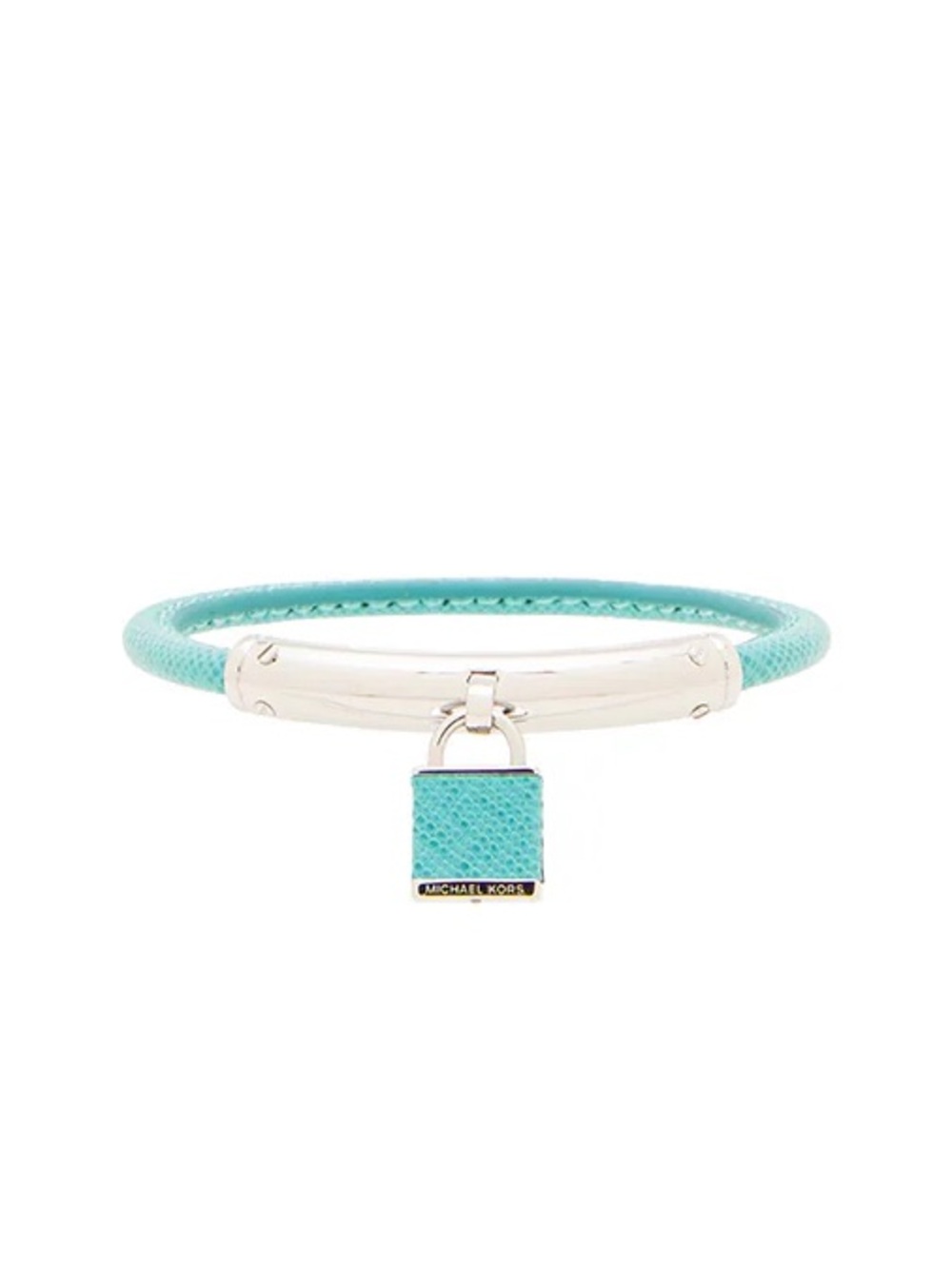 NWOT Michael Kors Turquoise Silver Leather Padlock Bracelet